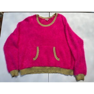 Juicy Couture Hot Pink Gold Trim Sweater Size XL